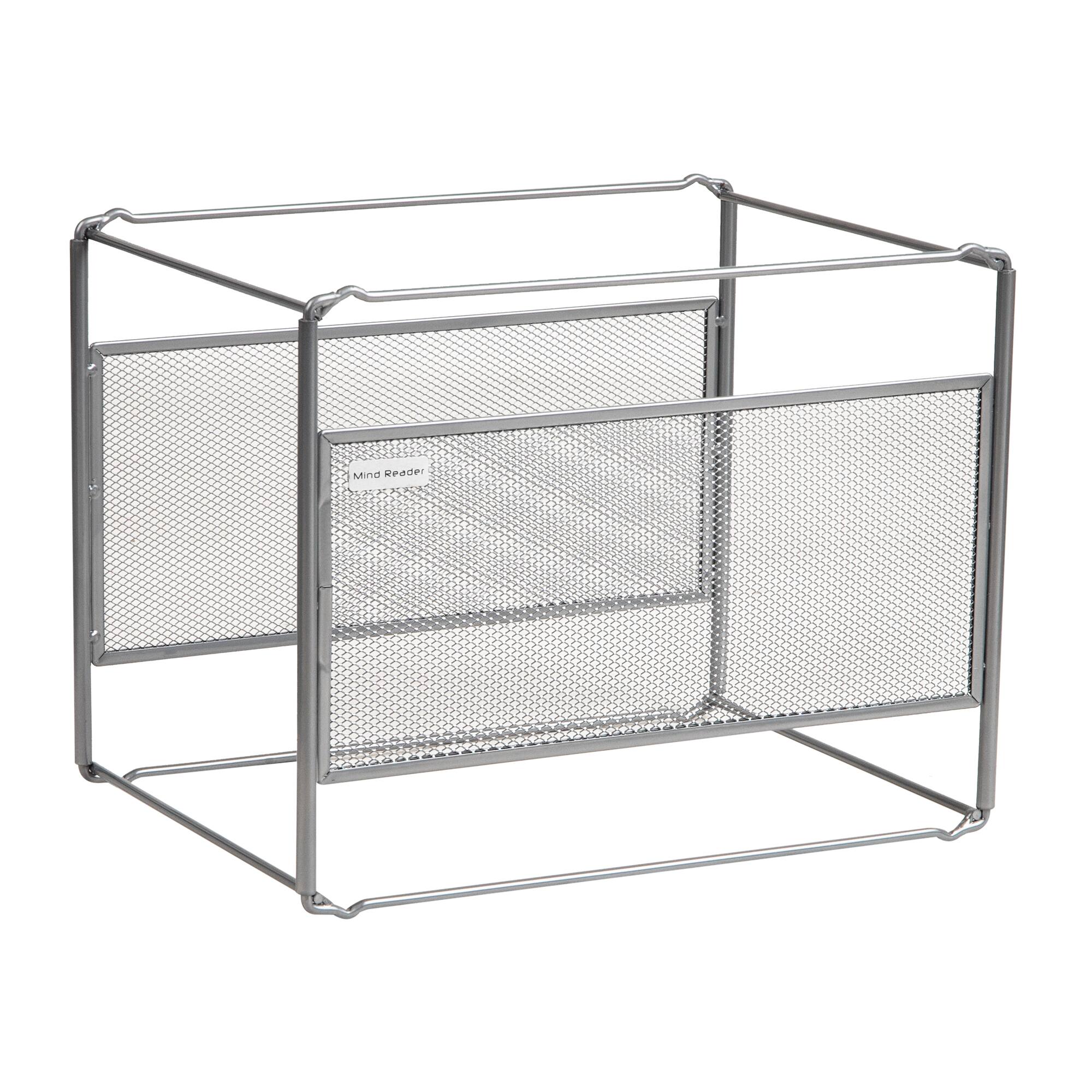 Mind Reader Hanging File Folder Organizer, Desktop Organizer, Storage, Office, Metal Mesh, Silver